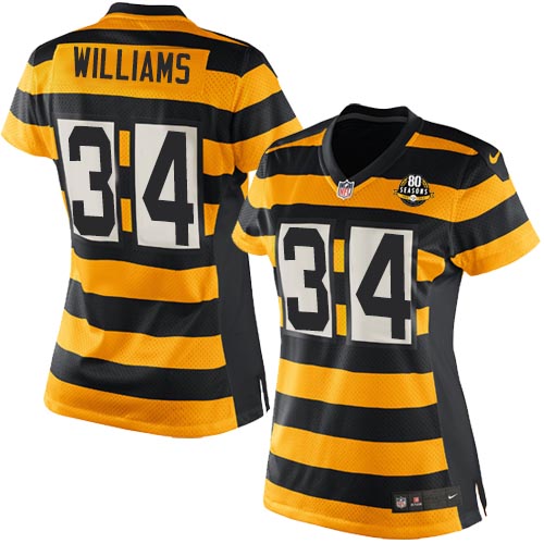 Women's Elite DeAngelo Williams 80th Anniversary Nike Jersey Gold/Black Alternate - #34 Throwback NFL Pittsburgh Steelers